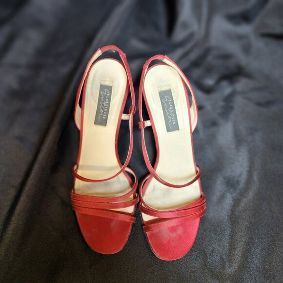 Classiques Entier Red Strappy Heels Size 8B | Italian Leather 8 Inch Dress Sanda - Picture 1 of 8